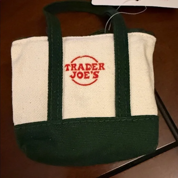 Trader Joe's Canvas Micro Tote in Green and White - Picture 4 of 4